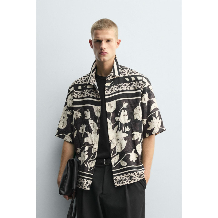 Рубашка с принтом листьев