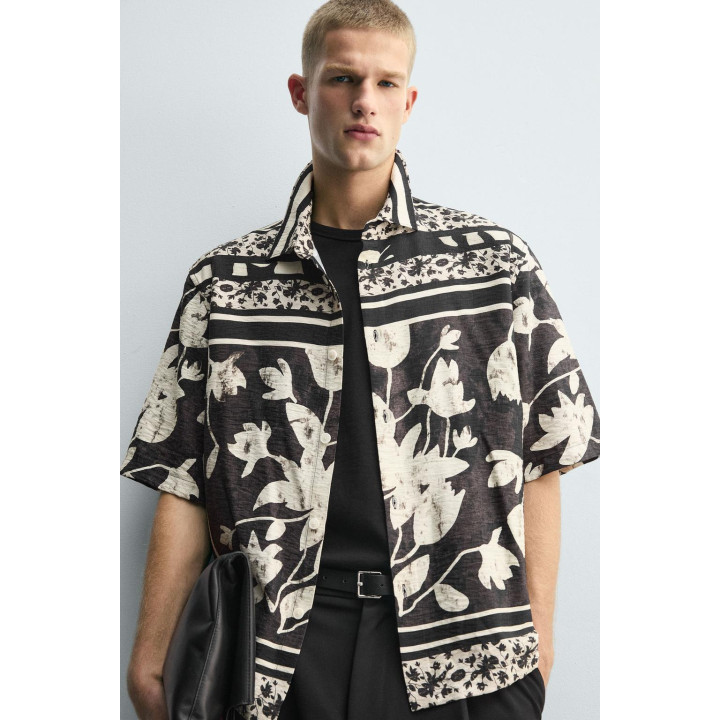 Рубашка с принтом листьев