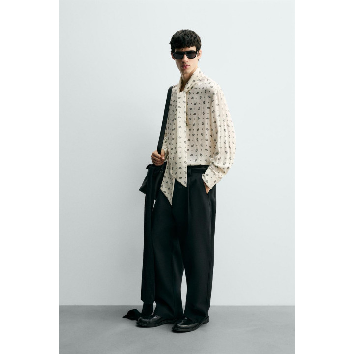 РУБАШКА С ПРИНТОМ «ПЕЙСЛИ» И БАНТОМ