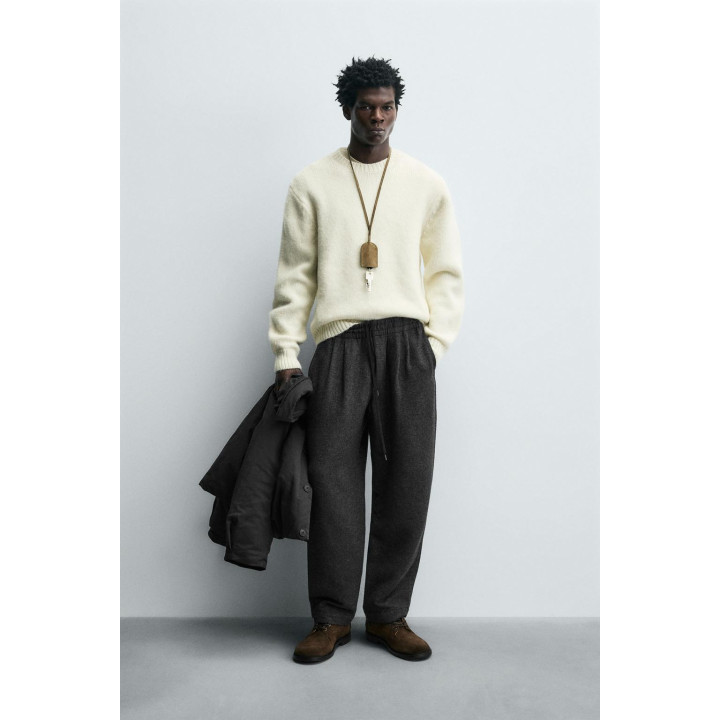 Брюки с фигурными складками из шерсти