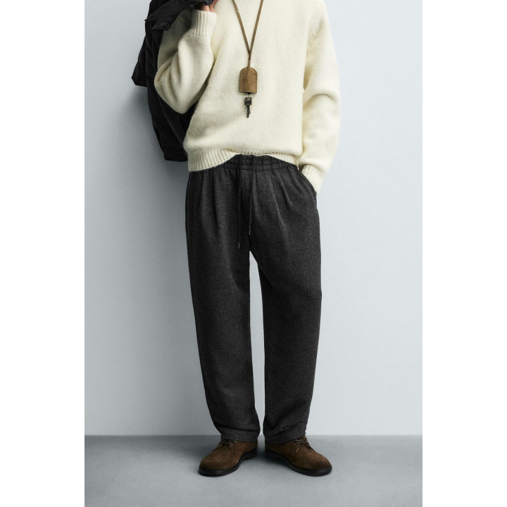 Брюки с фигурными складками из шерсти