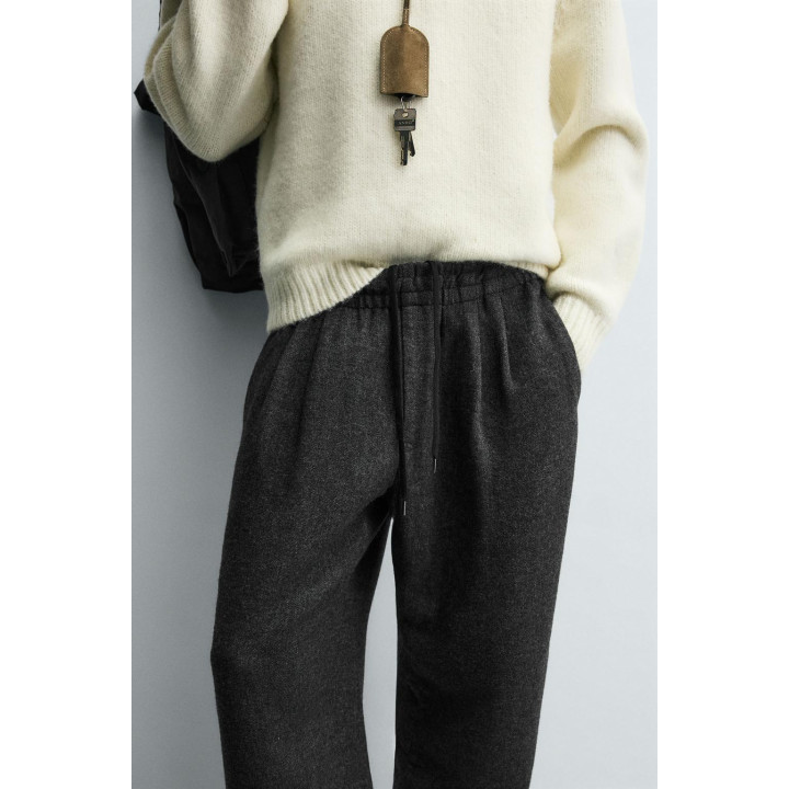 Брюки с фигурными складками из шерсти