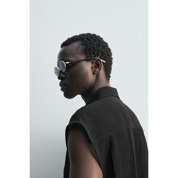 РУБАШКА ИЗ ПОЛУПРОЗРАЧНОЙ ТКАНИ С КАРМАНАМИ