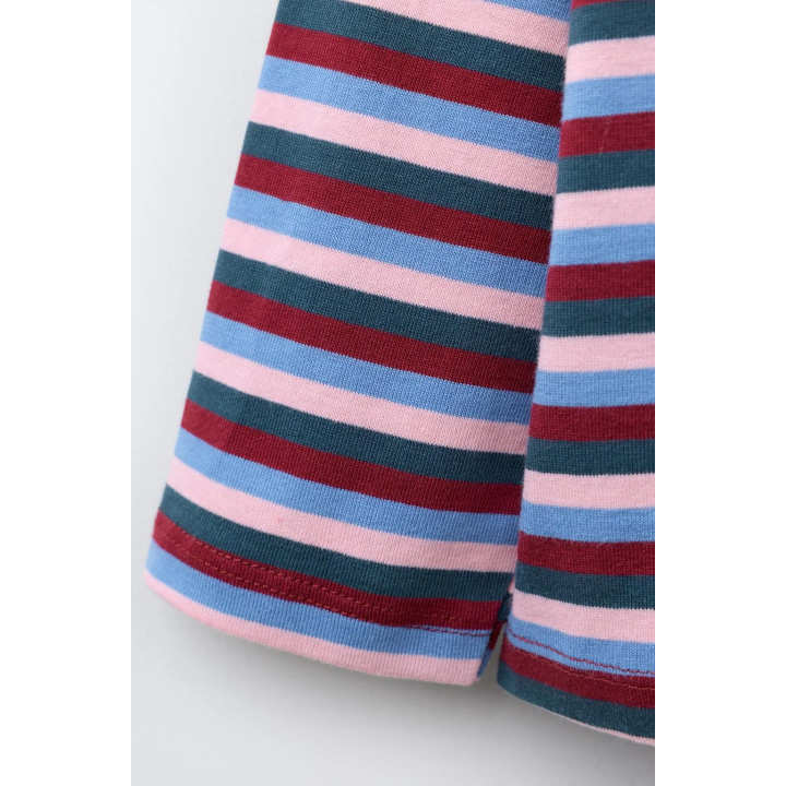 ФУТБОЛКА В ПОЛОСКУ ИЗ ТКАНЕЙ С ВЫШИВКОЙ