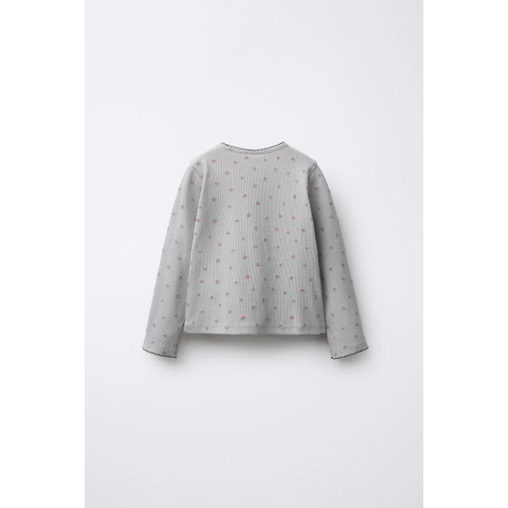 ФУТБОЛКА В РУБЧИК С ЦВЕТОЧНЫМ ПРИНТОМ И ВЫШИВКОЙ