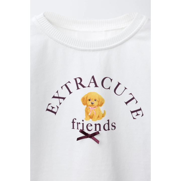 ФУТБОЛКА С АНИМАЛИСТИЧЕСКИМ ПРИНТОМ И БАНТИКОМ