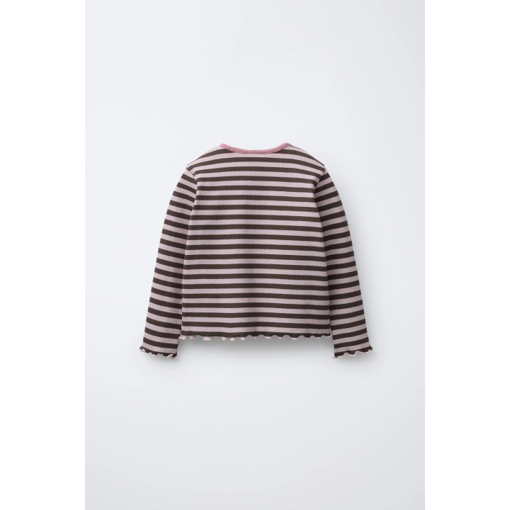 ЛОНГСЛИВ В ПОЛОСКУ С БЛЕСТЯЩИМ ПРИНТОМ И ВЫШИВКОЙ