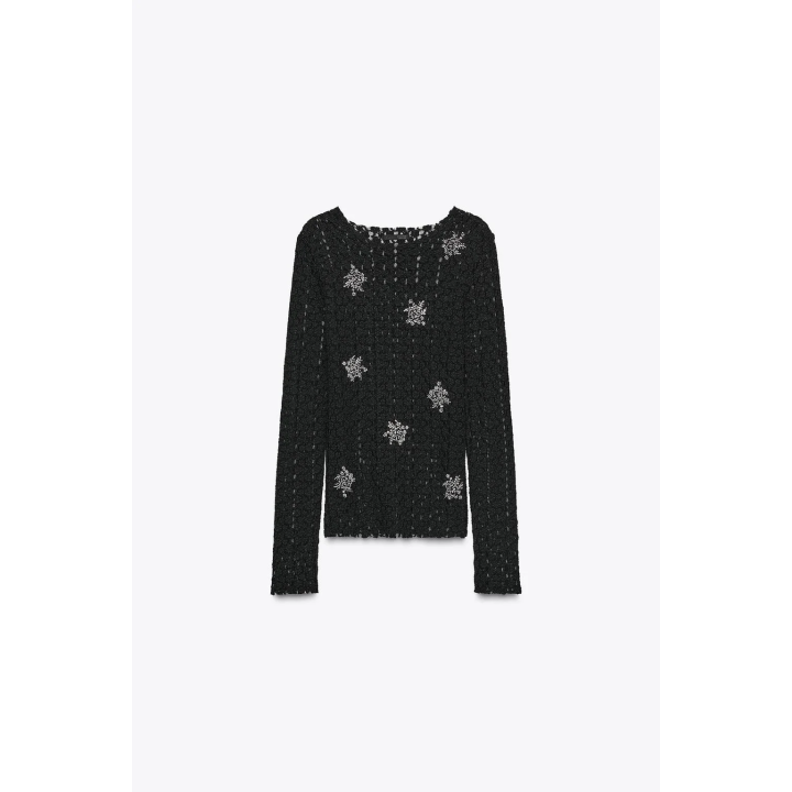 КРУЖЕВНОЙ ТОП С БУСИНАМИ