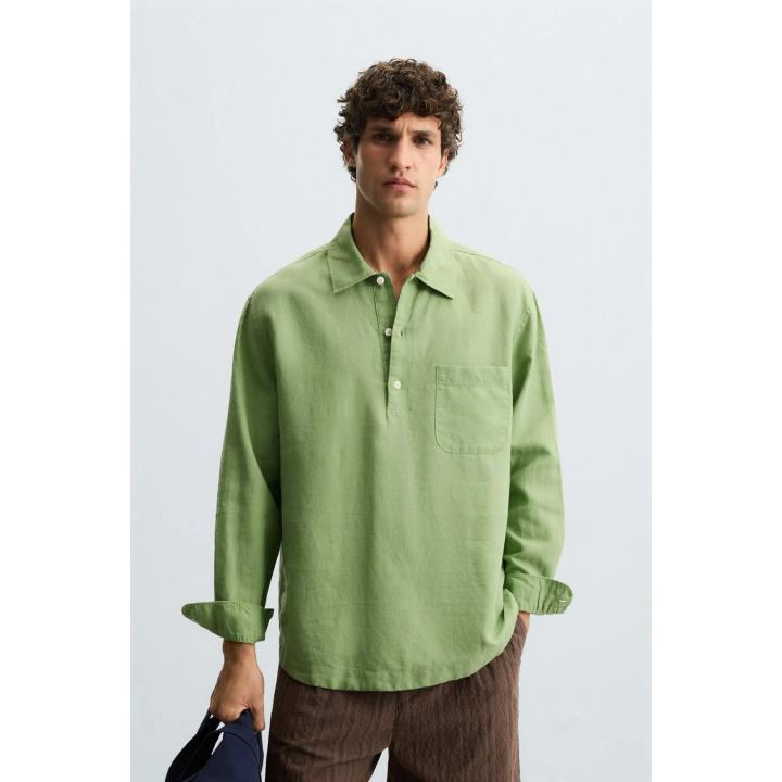 РУБАШКА ПОЛО ИЗ ХЛОПКА И ЛЬНА