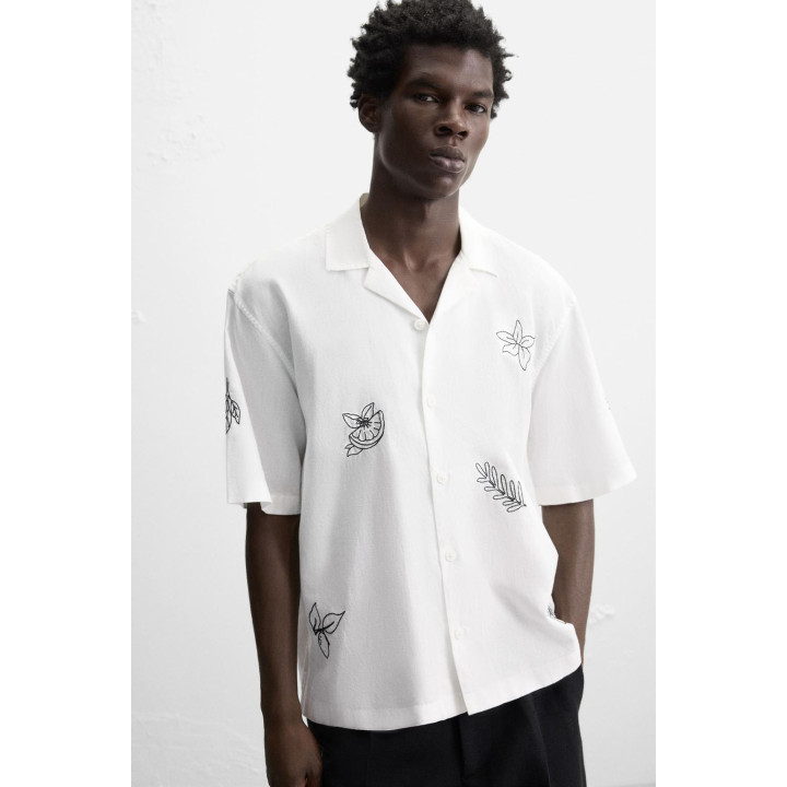 РУБАШКА ИЗ ХЛОПКА И ЛЬНА С ВЫШИВКОЙ