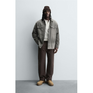 КУРТКА-РУБАШКА ИЗ ВЕЛЬВЕТА С ЭФФЕКТОМ ПОТЕРТОСТИ