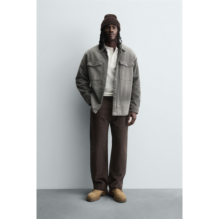 КУРТКА-РУБАШКА ИЗ ВЕЛЬВЕТА С ЭФФЕКТОМ ПОТЕРТОСТИ