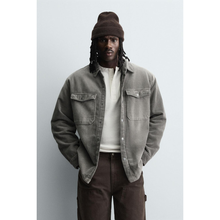 КУРТКА-РУБАШКА ИЗ ВЕЛЬВЕТА С ЭФФЕКТОМ ПОТЕРТОСТИ