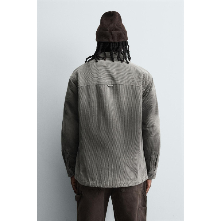 КУРТКА-РУБАШКА ИЗ ВЕЛЬВЕТА С ЭФФЕКТОМ ПОТЕРТОСТИ