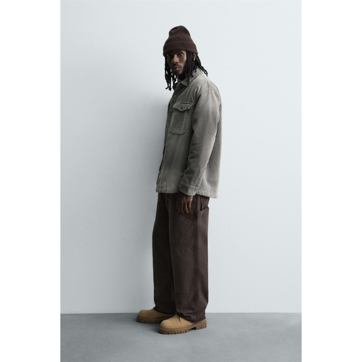 КУРТКА-РУБАШКА ИЗ ВЕЛЬВЕТА С ЭФФЕКТОМ ПОТЕРТОСТИ