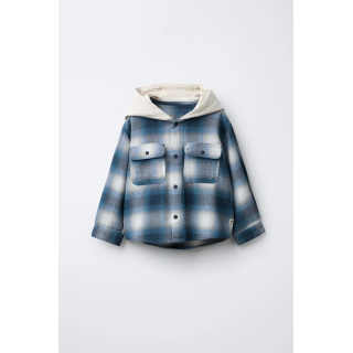 Рубашка с капюшоном из флиса в клетку