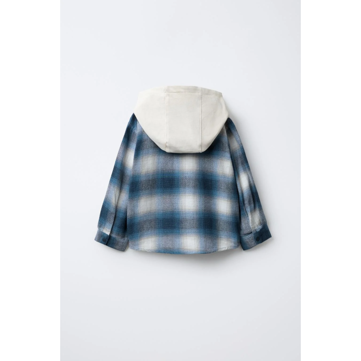 Рубашка с капюшоном из флиса в клетку
