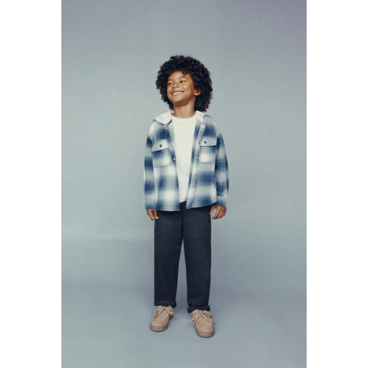 Рубашка с капюшоном из флиса в клетку