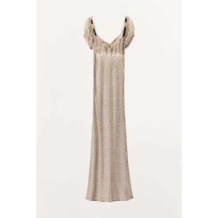 ПЛАТЬЕ В ГОРОШЕК С КОНТРАСТНЫМ БАНТОМ