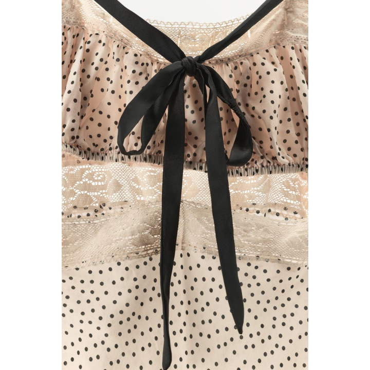 ПЛАТЬЕ В ГОРОШЕК С КОНТРАСТНЫМ БАНТОМ