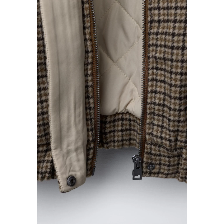 БОМБЕР В КЛЕТКУ С ВОРОТНИКОМ ИЗ ИСКУССТВЕННОГО МЕХА