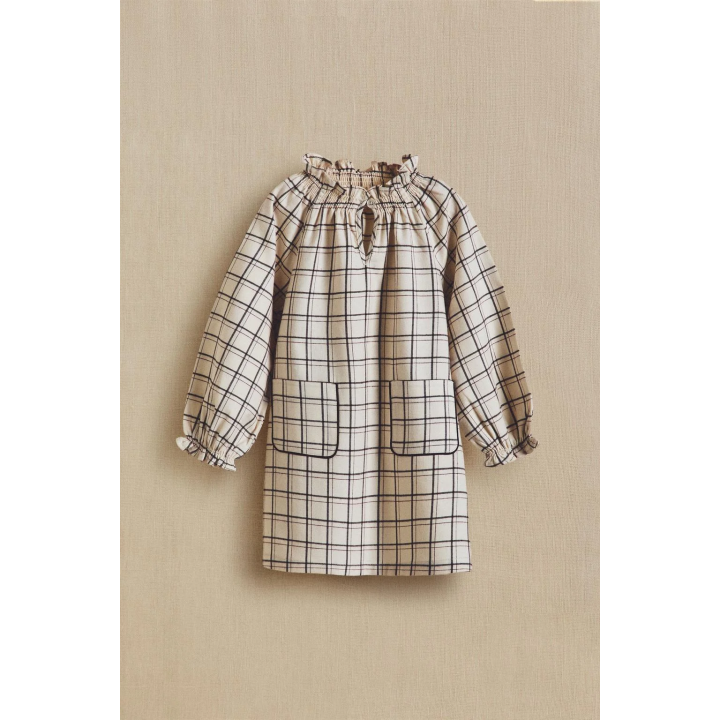 Детское хлопковое ночное платье в клетку на рождество