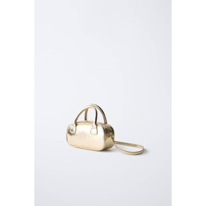 МИНИ СУМКА-БОУЛИНГ С МЕТАЛЛИЧЕСКИМ БЛЕСКОМ