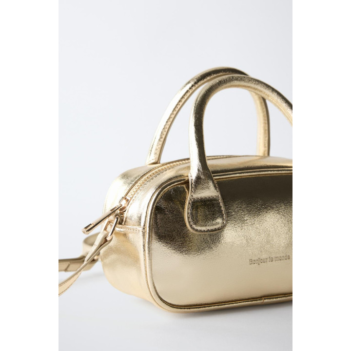 МИНИ СУМКА-БОУЛИНГ С МЕТАЛЛИЧЕСКИМ БЛЕСКОМ