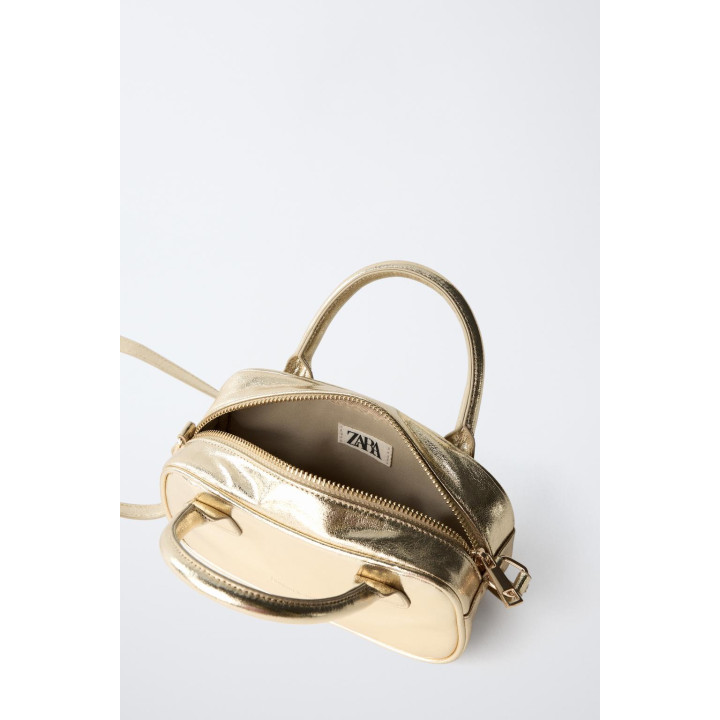 МИНИ СУМКА-БОУЛИНГ С МЕТАЛЛИЧЕСКИМ БЛЕСКОМ