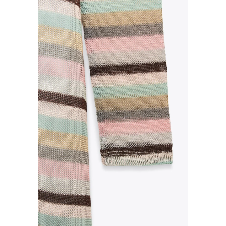 ДЛИННОЕ ПЛАТЬЕ В ПОЛОСКУ С МЕТАЛЛИЗИРОВАННОЙ НИТЬЮ