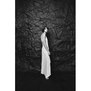 ПЛАТЬЕ МИДИ ИЗ ТКАНИ С МЕТАЛЛИЗИРОВАННОЙ НИТЬЮ