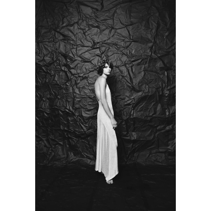 ПЛАТЬЕ МИДИ ИЗ ТКАНИ С МЕТАЛЛИЗИРОВАННОЙ НИТЬЮ