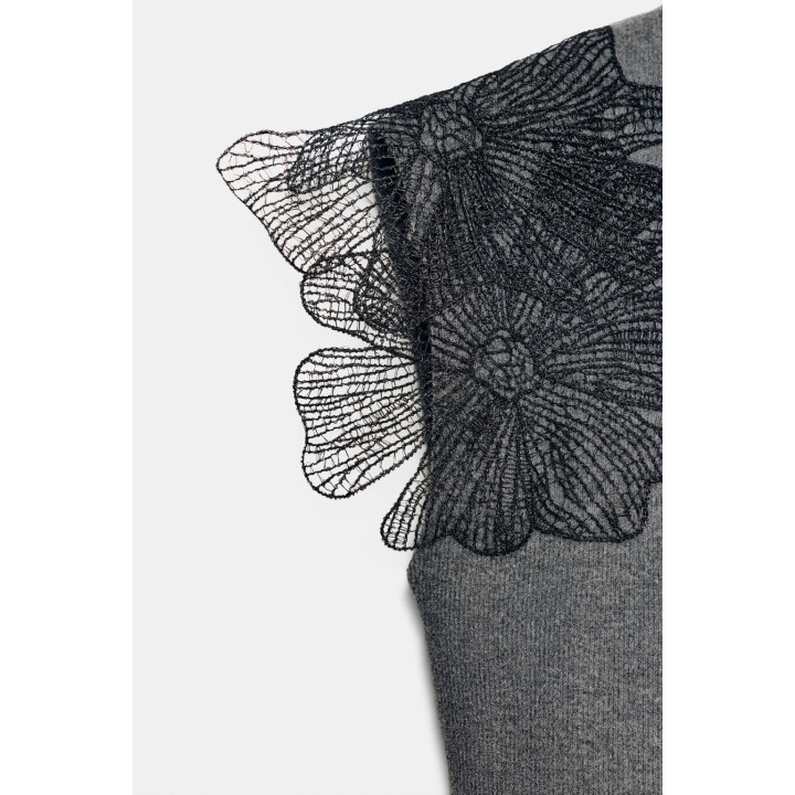 Топ с цветочным узором из рубчика