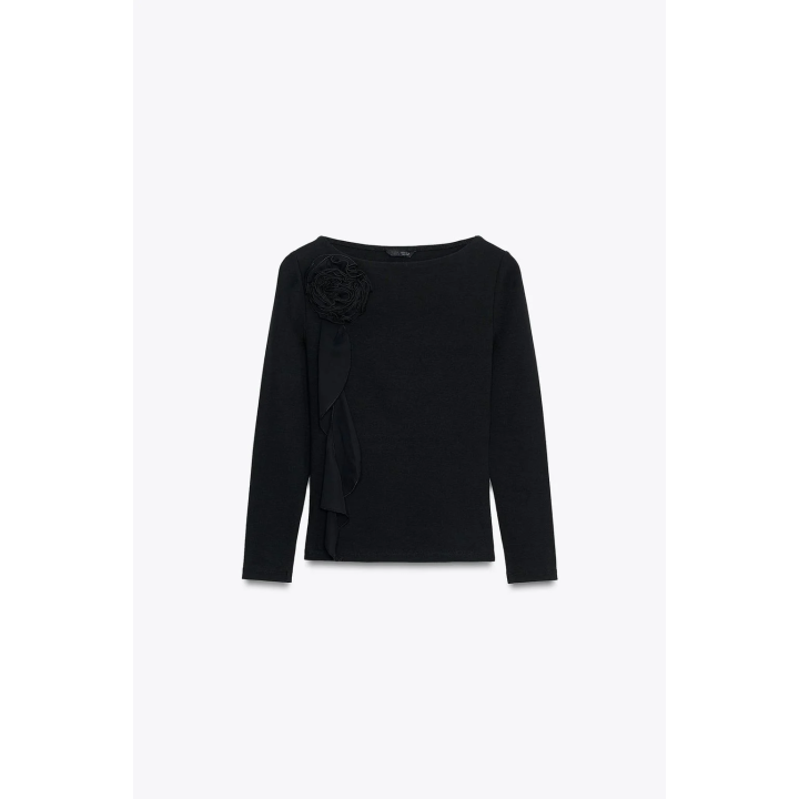 ФУТБОЛКА С ОБЪЕМНЫМ ЦВЕТКОМ