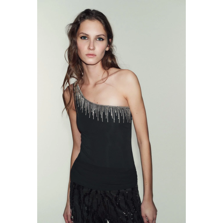 БОДИ АСИММЕТРИЧНОГО КРОЯ С БАХРОМОЙ И БЛЕСКОМ