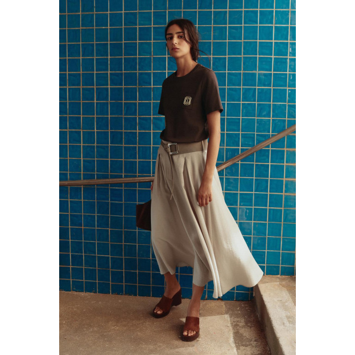 ЮБКА-ТРАПЕЦИЯ В СТИЛЕ РУСТИК С ПОЯСОМ