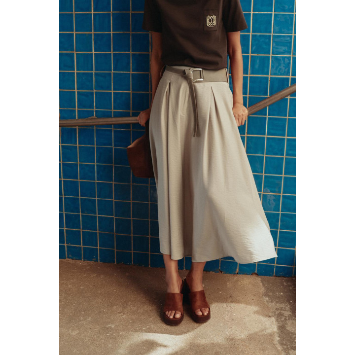 ЮБКА-ТРАПЕЦИЯ В СТИЛЕ РУСТИК С ПОЯСОМ