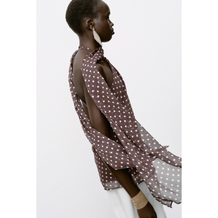 ТОП В ГОРОШЕК С ГОРЛОВИНОЙ ХАЛТЕР И ФУРНИТУРОЙ