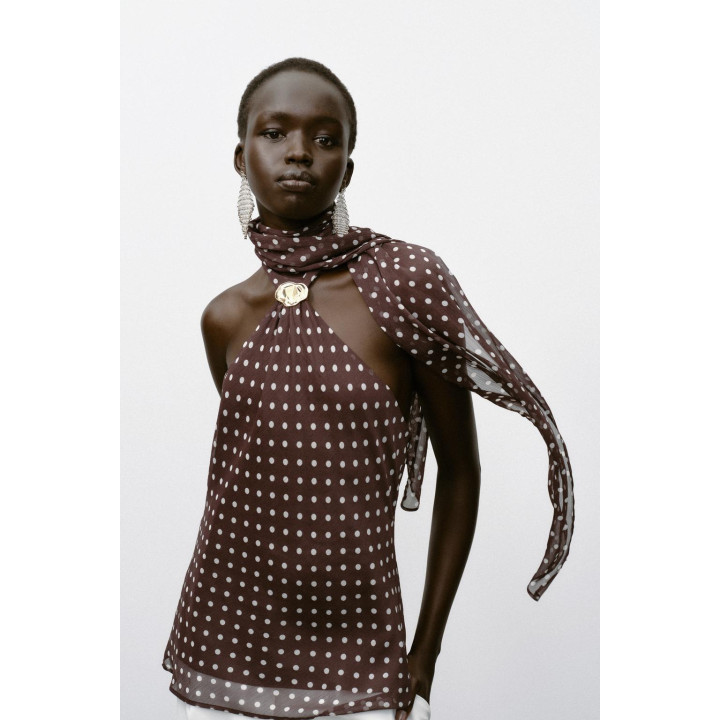 ТОП В ГОРОШЕК С ГОРЛОВИНОЙ ХАЛТЕР И ФУРНИТУРОЙ