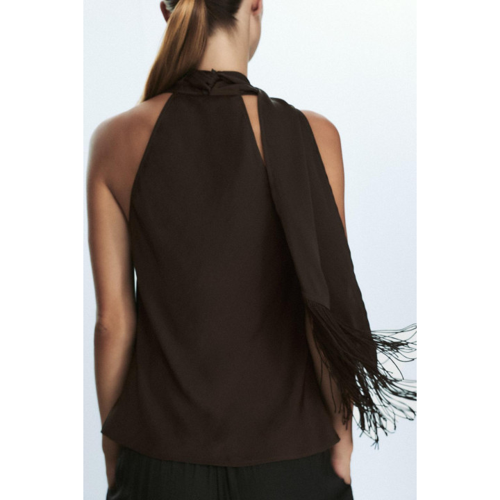 АТЛАСНЫЙ ТОП С БАХРОМОЙ