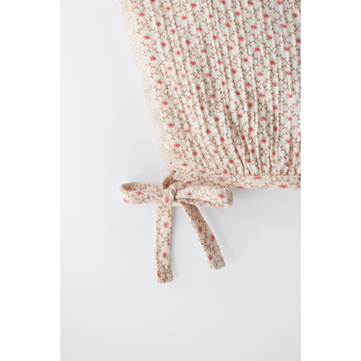 Кружевная бахрома из хлопковой газы с цветочным узором