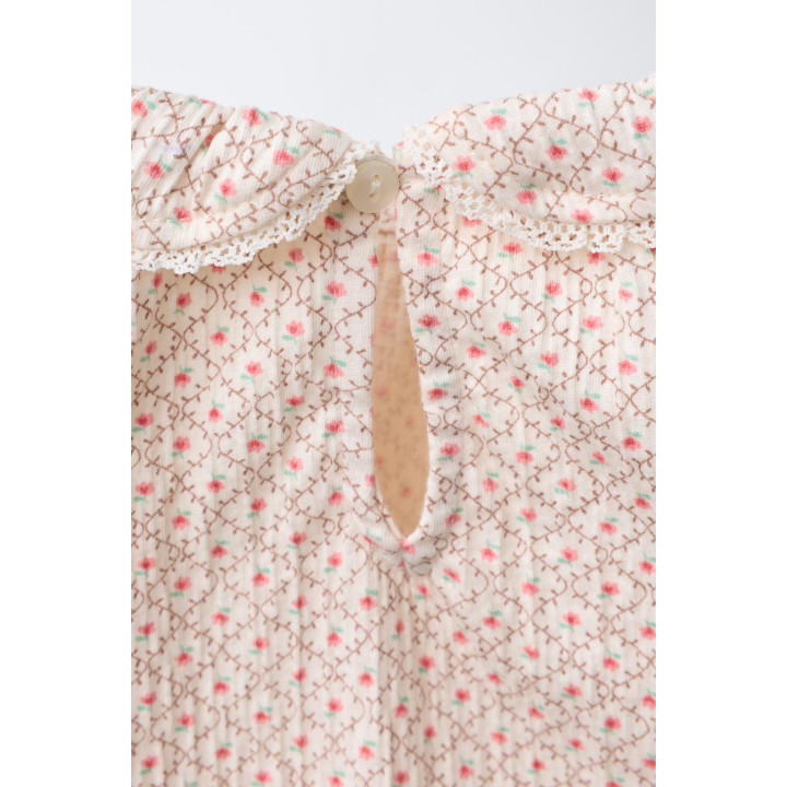 БОДИ С КРУЖЕВОМ И ЦВЕТОЧНЫМ ПРИНТОМ