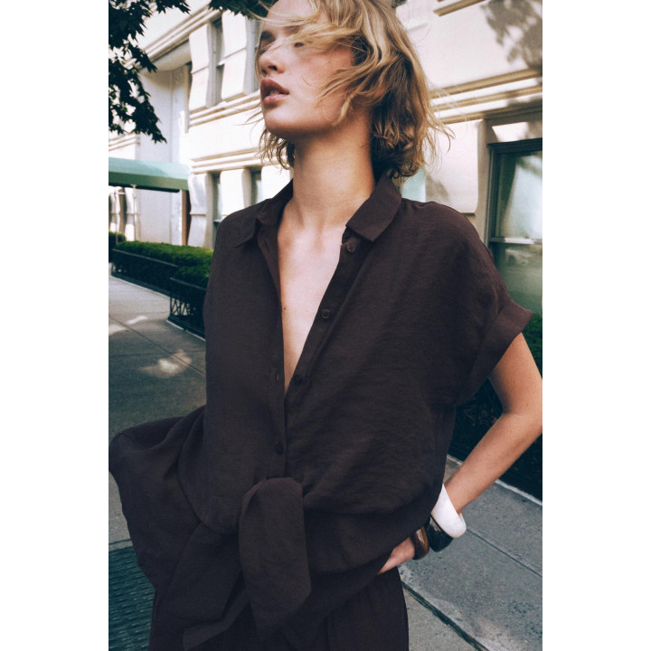 БРЮКИ С ШИРОКИМИ ШТАНИНАМИ И ЭЛАСТИЧНОЙ ТАЛИЕЙ