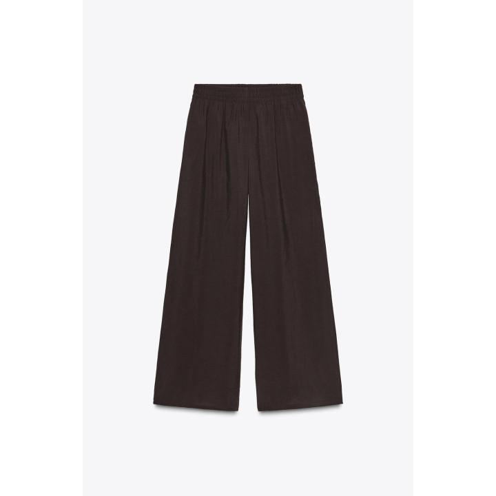 БРЮКИ С ШИРОКИМИ ШТАНИНАМИ И ЭЛАСТИЧНОЙ ТАЛИЕЙ