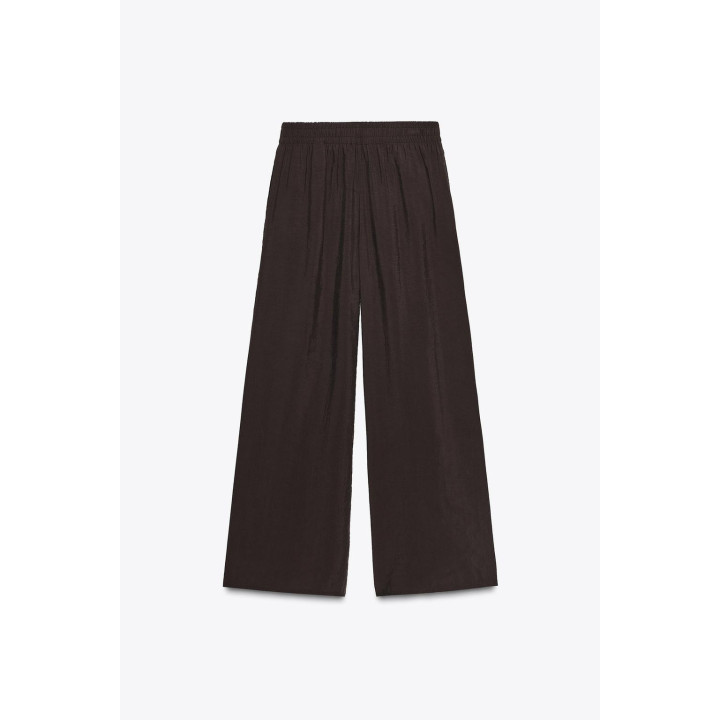 БРЮКИ С ШИРОКИМИ ШТАНИНАМИ И ЭЛАСТИЧНОЙ ТАЛИЕЙ