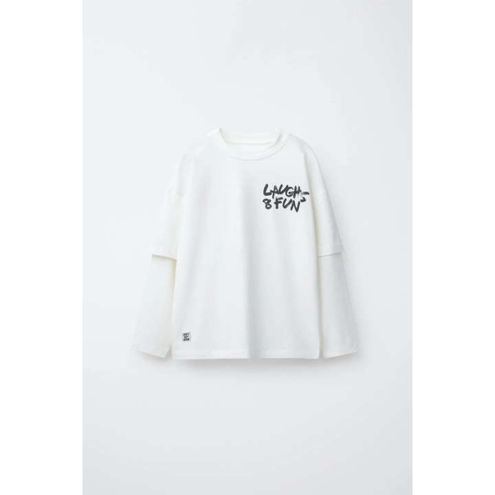 ФУТБОЛКА С ДВОЙНЫМИ РУКАВАМИ И НАДПИСЯМИ