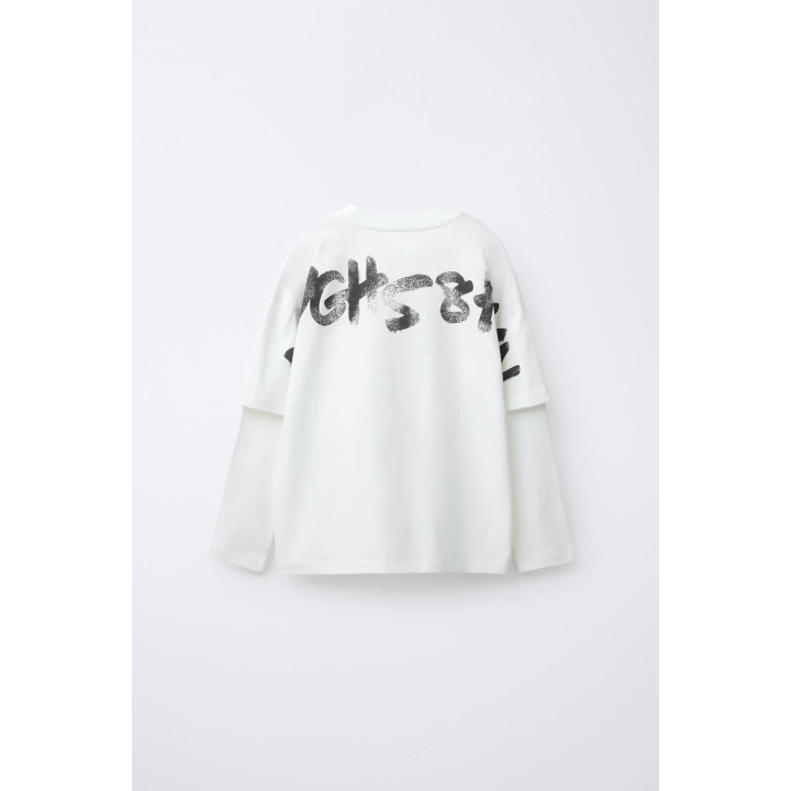 ФУТБОЛКА С ДВОЙНЫМИ РУКАВАМИ И НАДПИСЯМИ