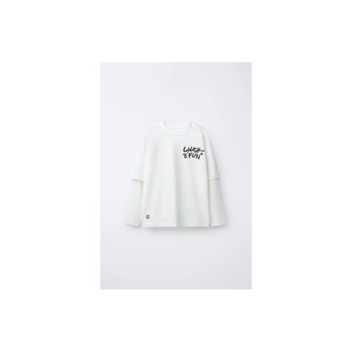 ФУТБОЛКА С ДВОЙНЫМИ РУКАВАМИ И НАДПИСЯМИ