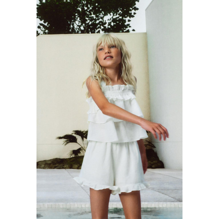 ЮБКА-ШОРТЫ С ВОЛАНАМИ ИЗ 100% ЛЬНА