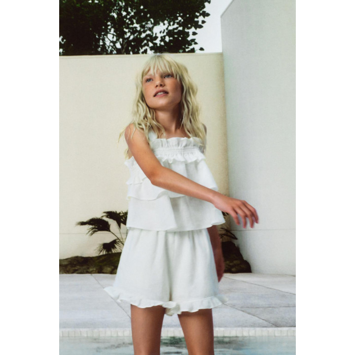 ЮБКА-ШОРТЫ С ВОЛАНАМИ ИЗ 100% ЛЬНА